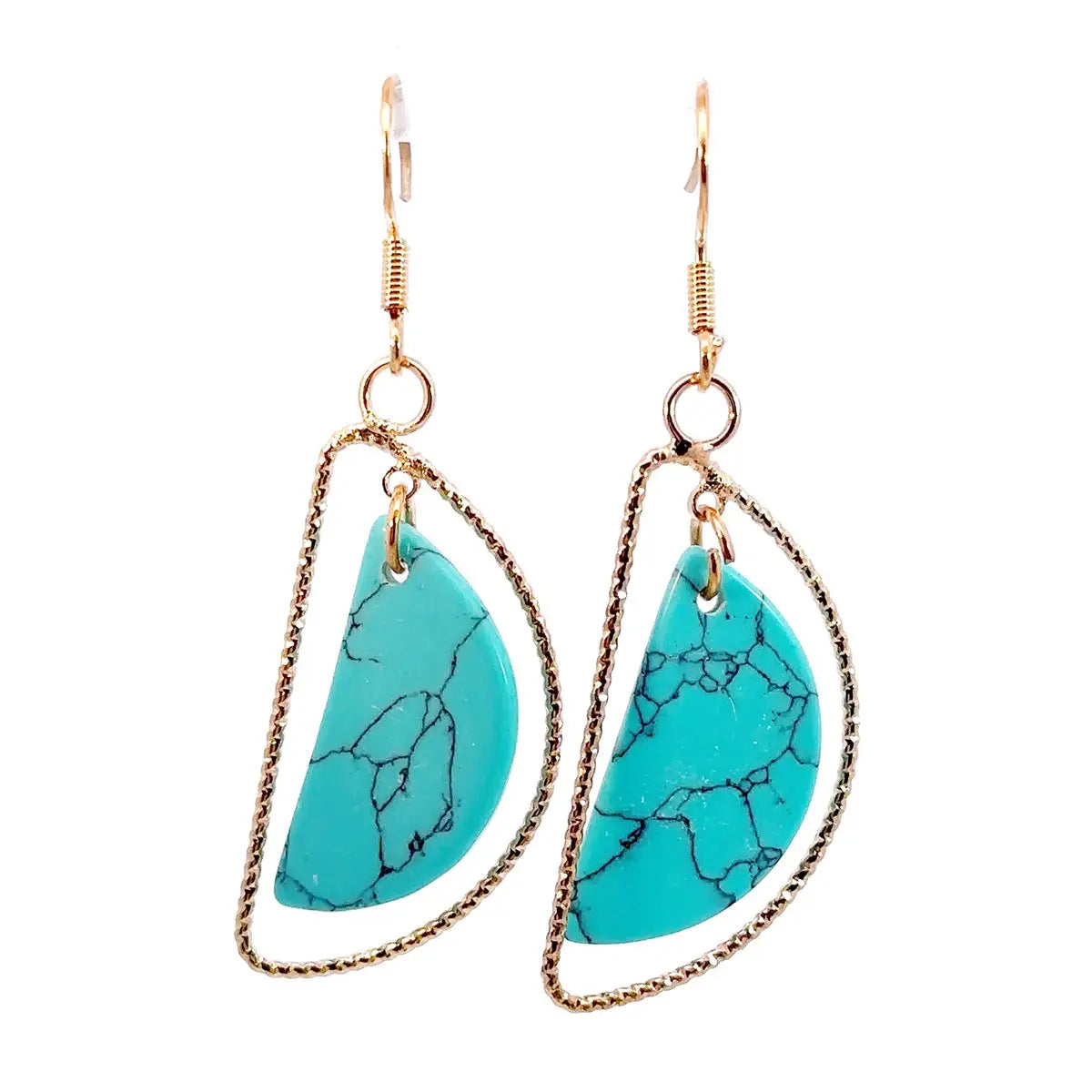 Half Moon Earrings (Turquoise and Gold tone)