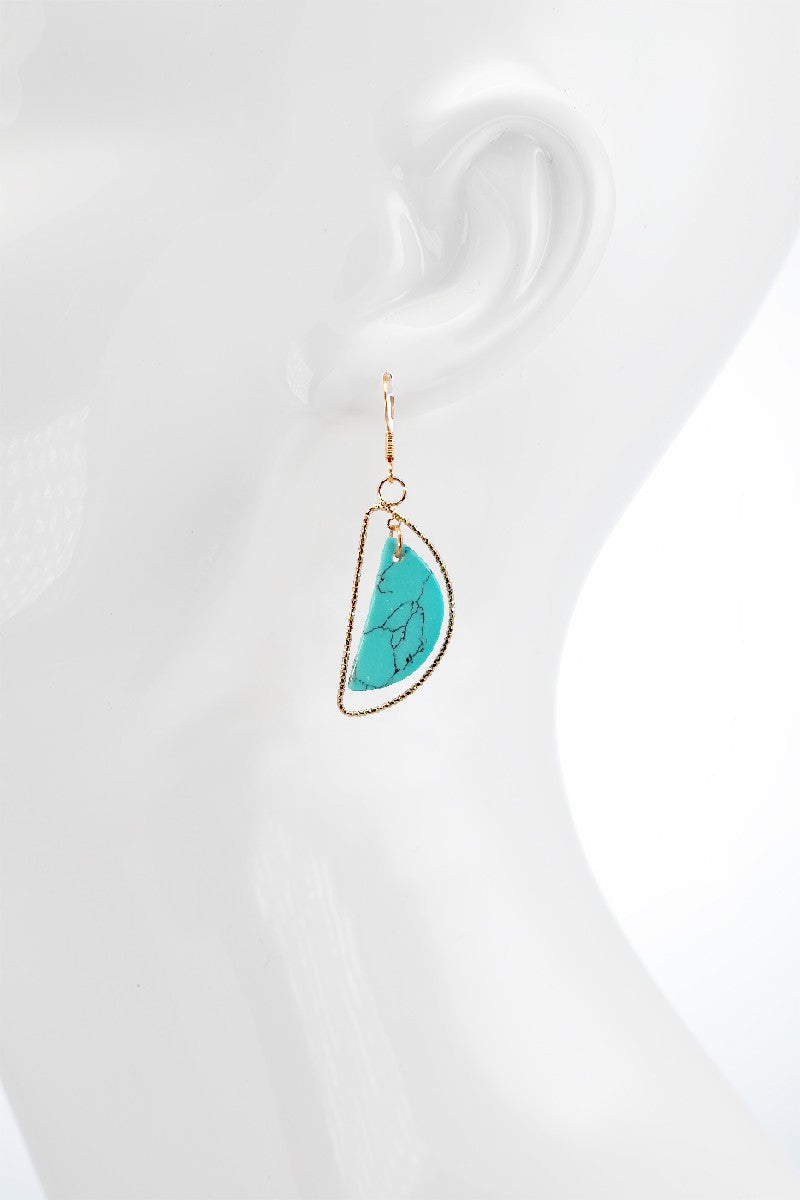 Half Moon Earrings (Turquoise and Gold tone)