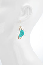 Half Moon Earrings (Turquoise and Gold tone)