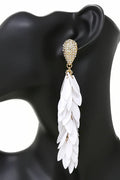 (BOGO) Falling White Leaves Dangle Earrings