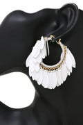 (BOGO) Winter White Fringe Hoop Earrings