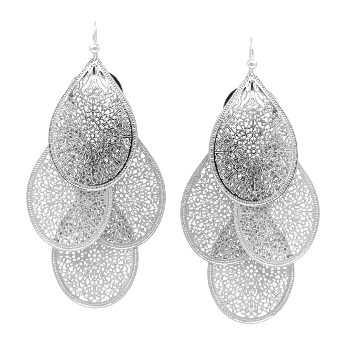 Lightweight Filigree Cutout Chandelier Earrings