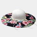 Floral Embellished Wide Brim Sun Hat (White)