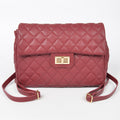 Quilted Faux Leather Chic Mini Bag Backpack (Wine)