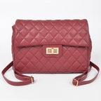 Quilted Faux Leather Chic Mini Bag Backpack (Wine)