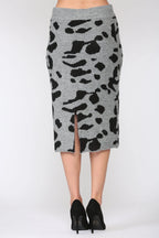 Grey Black Animal Print Sweater Skirt