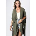 Olive Green Ruffle Kimono