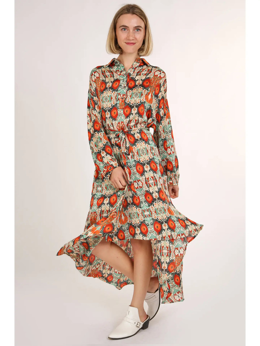 High Low Belted Multicolor Dress