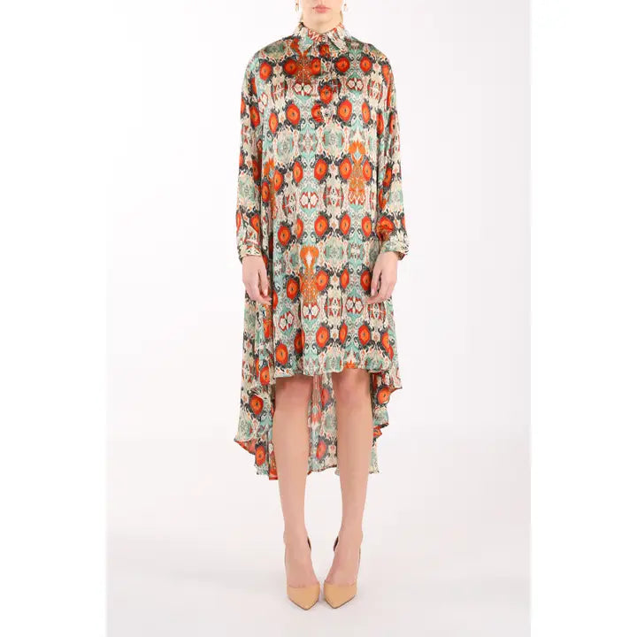 High Low Belted Multicolor Dress