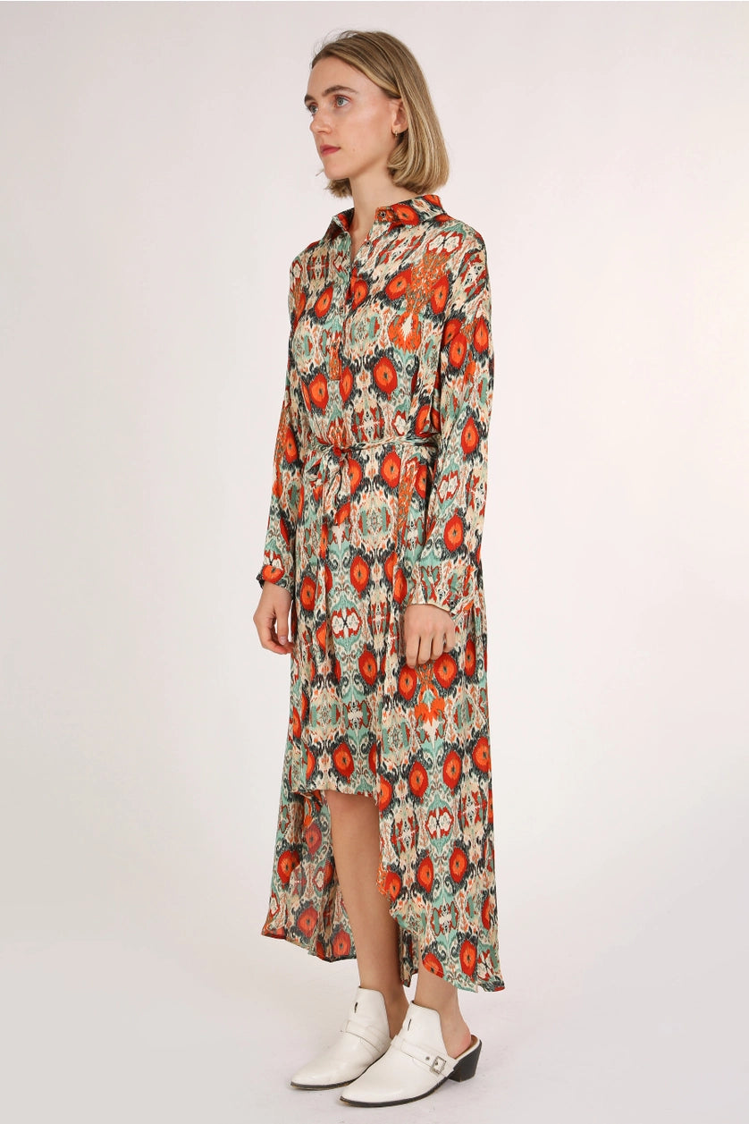 High Low Belted Multicolor Dress