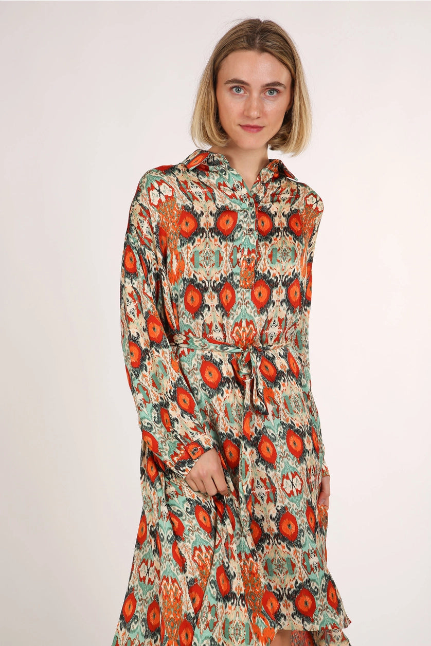 High Low Belted Multicolor Dress