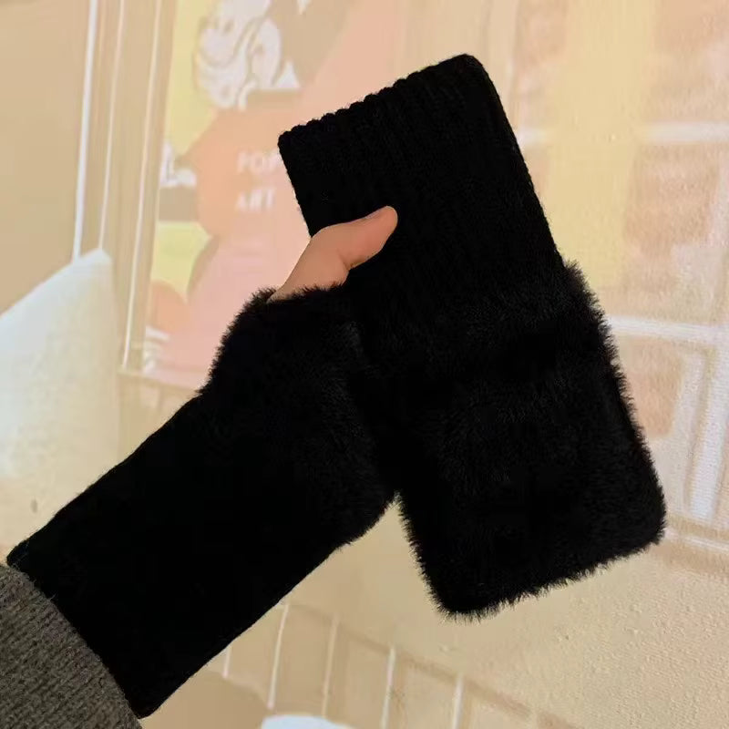 Furry Fingerless Handwarmer Gloves