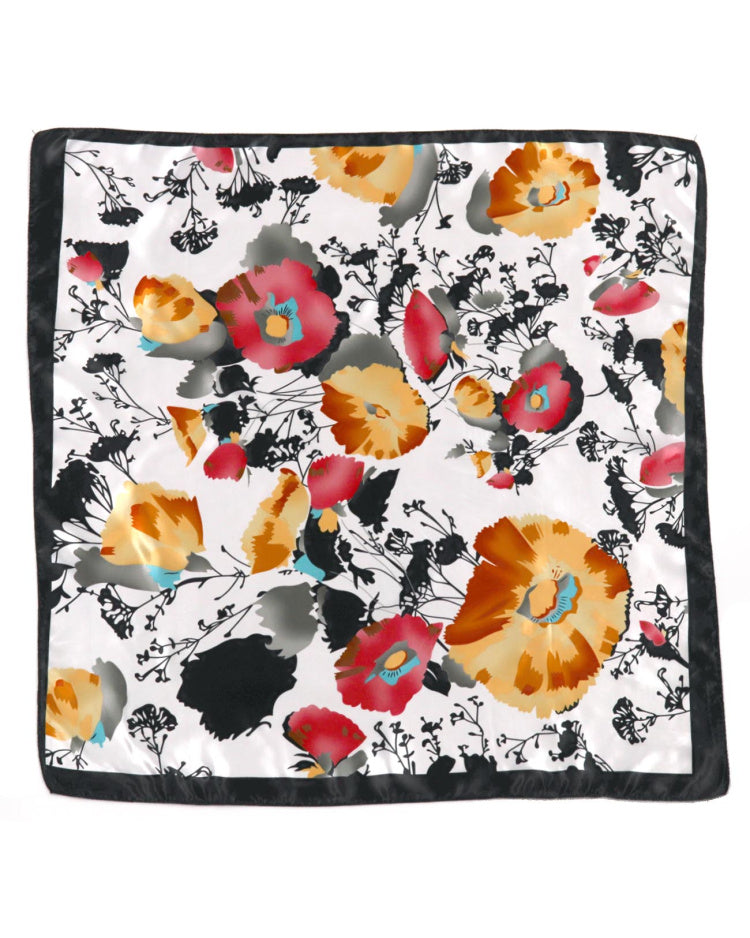 Black Trim Floral Scarf
