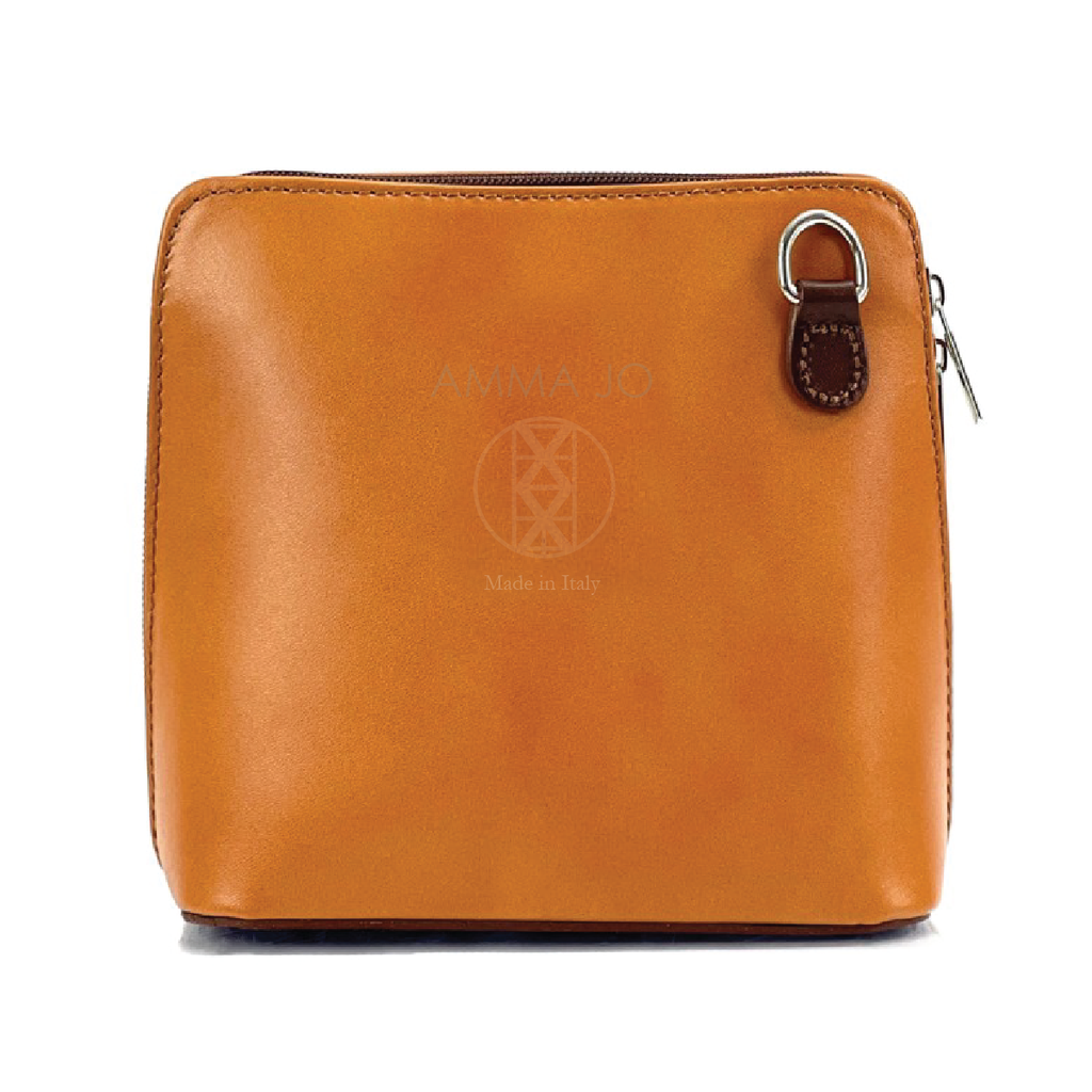 AMMA JO Laura Crossbody Bag (Made in Italy) - Camel and Brown