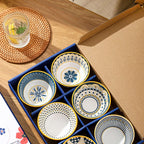 Teal 6 Piece Rice Bowl Set with Chopsticks