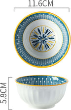 Teal 6 Piece Rice Bowl Set with Chopsticks