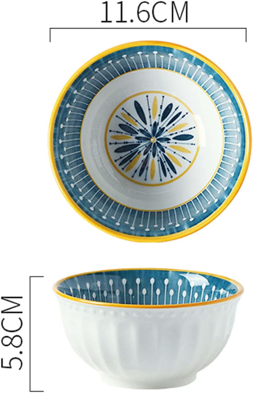 Teal 6 Piece Rice Bowl Set with Chopsticks