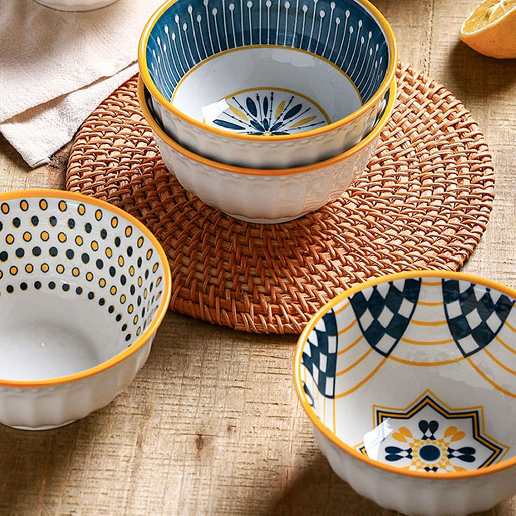 Teal 6 Piece Rice Bowl Set with Chopsticks