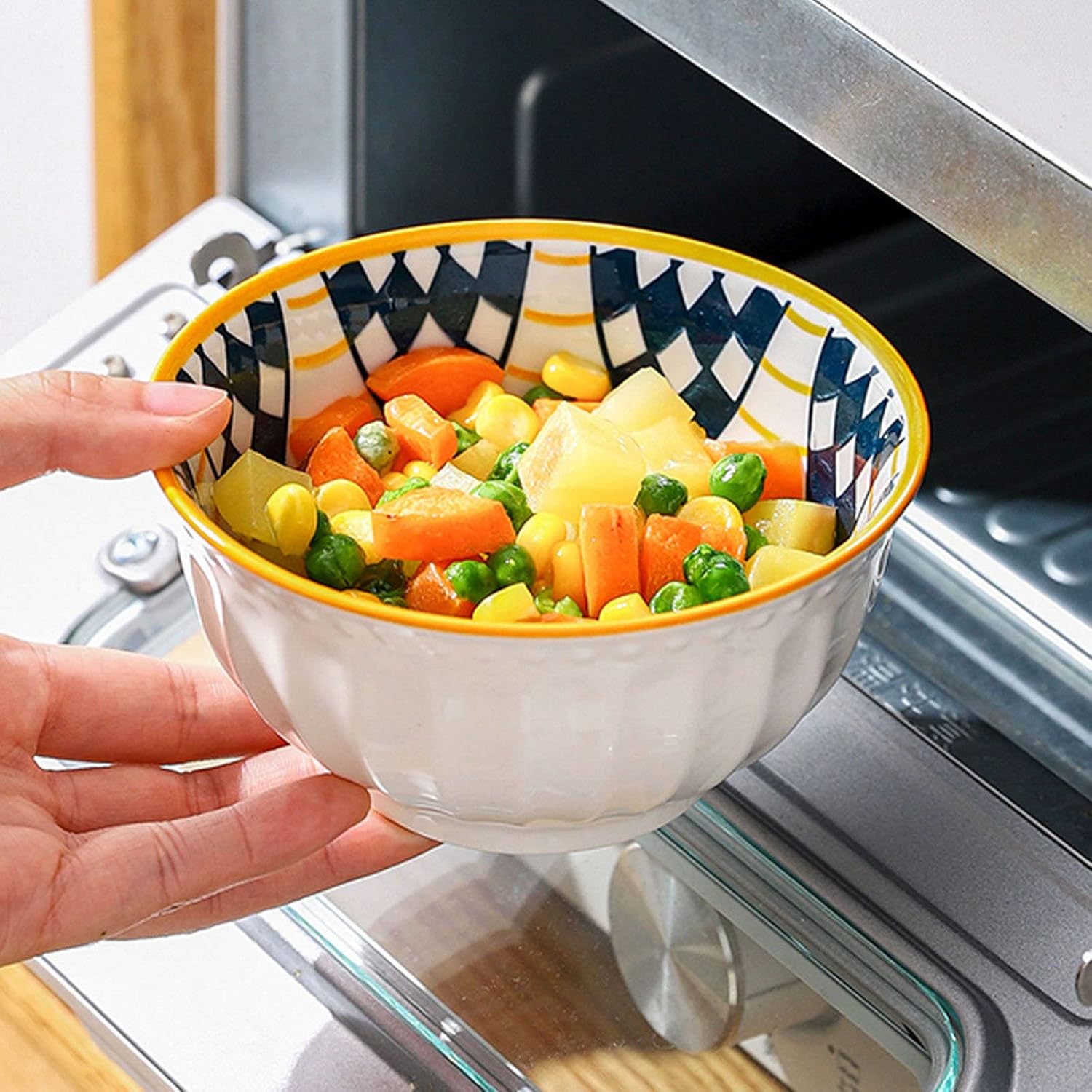 Teal 6 Piece Rice Bowl Set with Chopsticks
