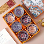 Orange Hues 6 Piece Rice Bowl Set with Chopsticks
