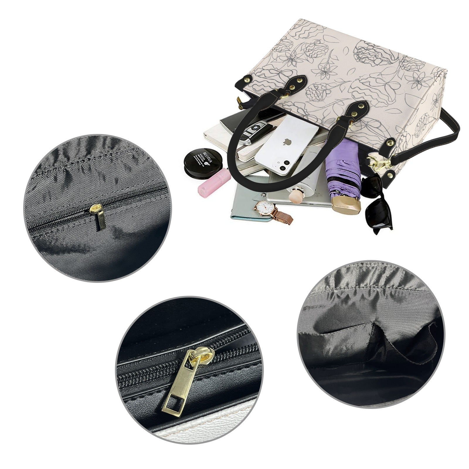 (Custom Order) Artwork Shoulder Bag - Floral Stencil