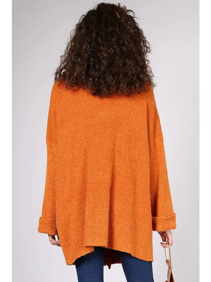 Rust Orange Oversized Cardigan Overcoat