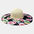 Floral Wide Brim Hat (Beige)