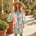 Boho Tropical Shirt Dress - Size Medium