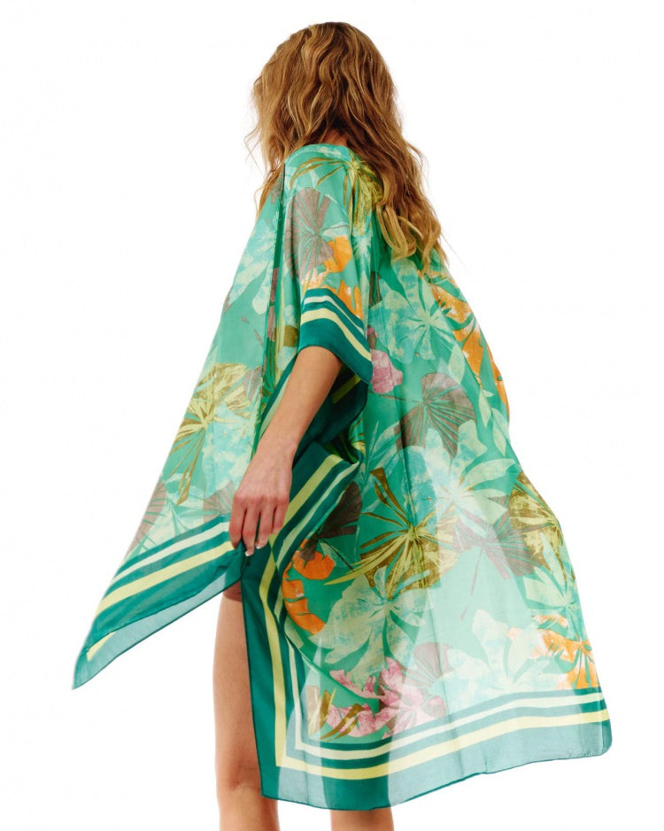 Green Satin Feel Kimono