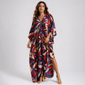 Multi Color Tan Red Blue Kaftan / Moo Moo
