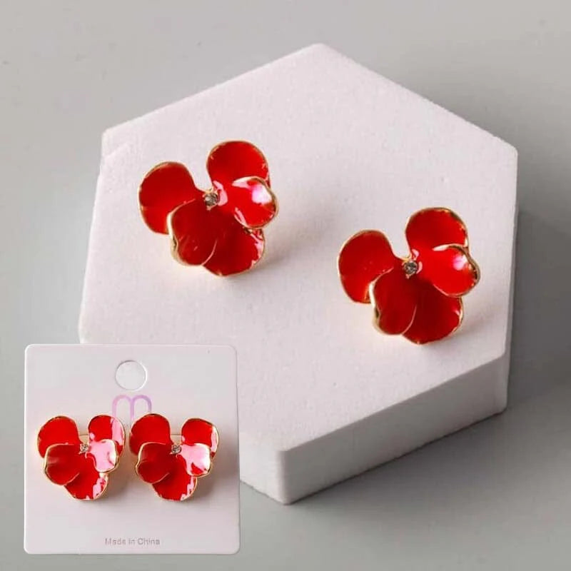 (BOGO) Red Orchid Earrings