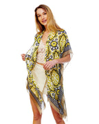 Pastel Greens and Black Medallion Kimono