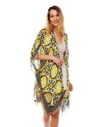 Pastel Greens and Black Medallion Kimono