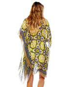 Pastel Greens and Black Medallion Kimono