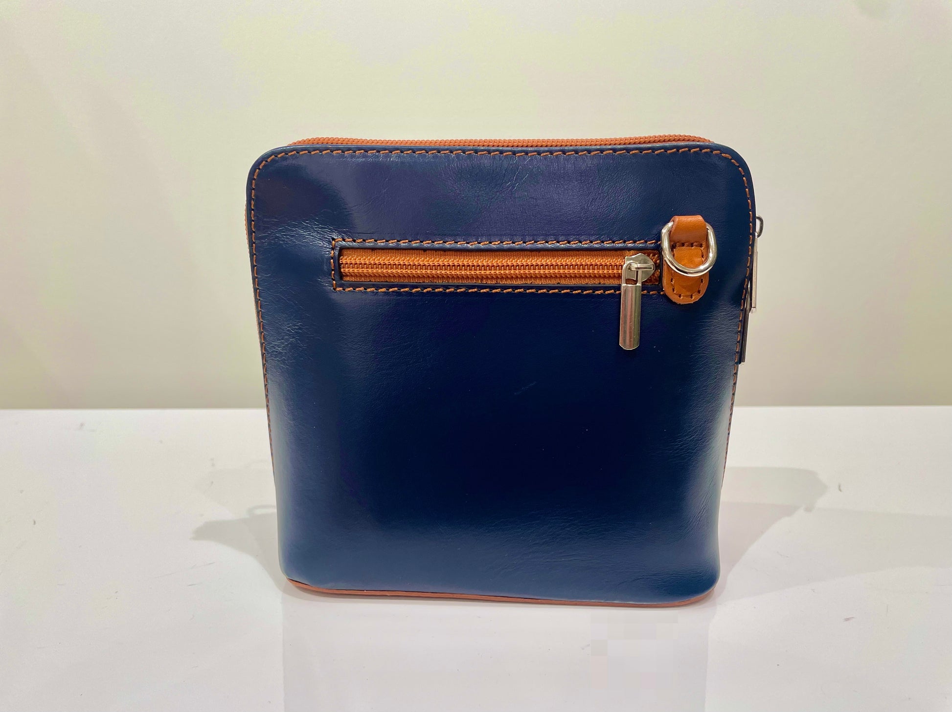 AMMA JO Laura Crossbody Bag (Made in Italy) - Navy and Brown