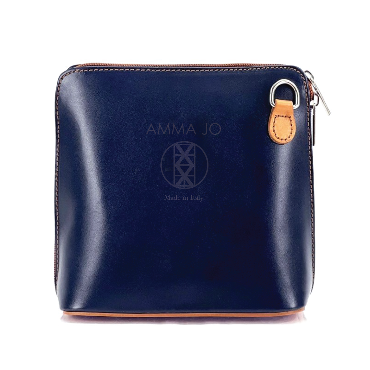 AMMA JO Laura Crossbody Bag (Made in Italy) - Navy and Brown