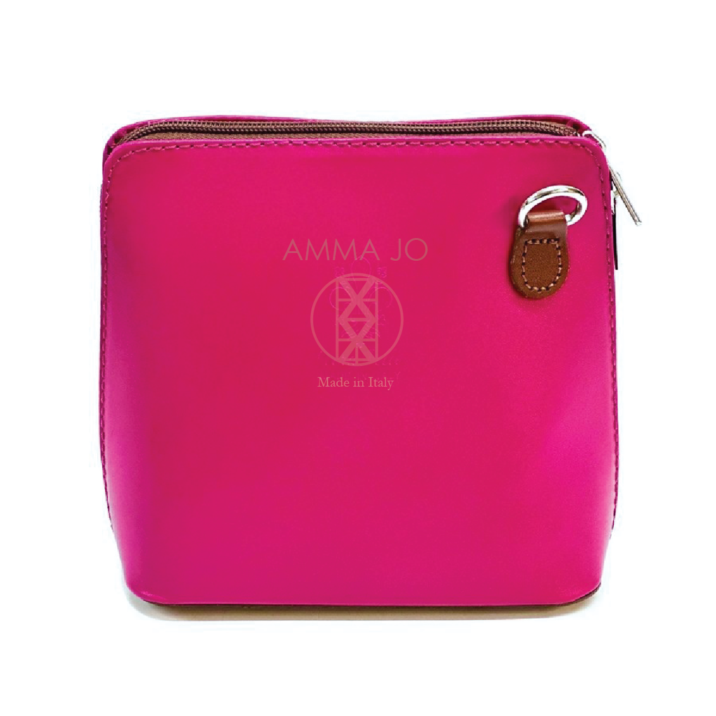 AMMA JO Laura Crossbody Bag (Made in Italy) - Fuchsia Pink and Brown