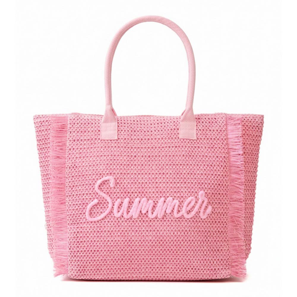 Pink Woven Summer Bag