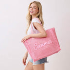Pink Woven Summer Bag