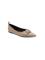 Pointed Toe Buckle Flat Shoe (Tan)