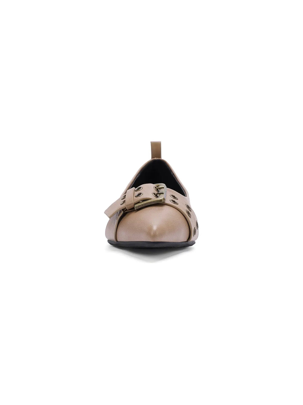 Pointed Toe Buckle Flat Shoe (Tan)
