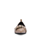 Pointed Toe Buckle Flat Shoe (Tan)