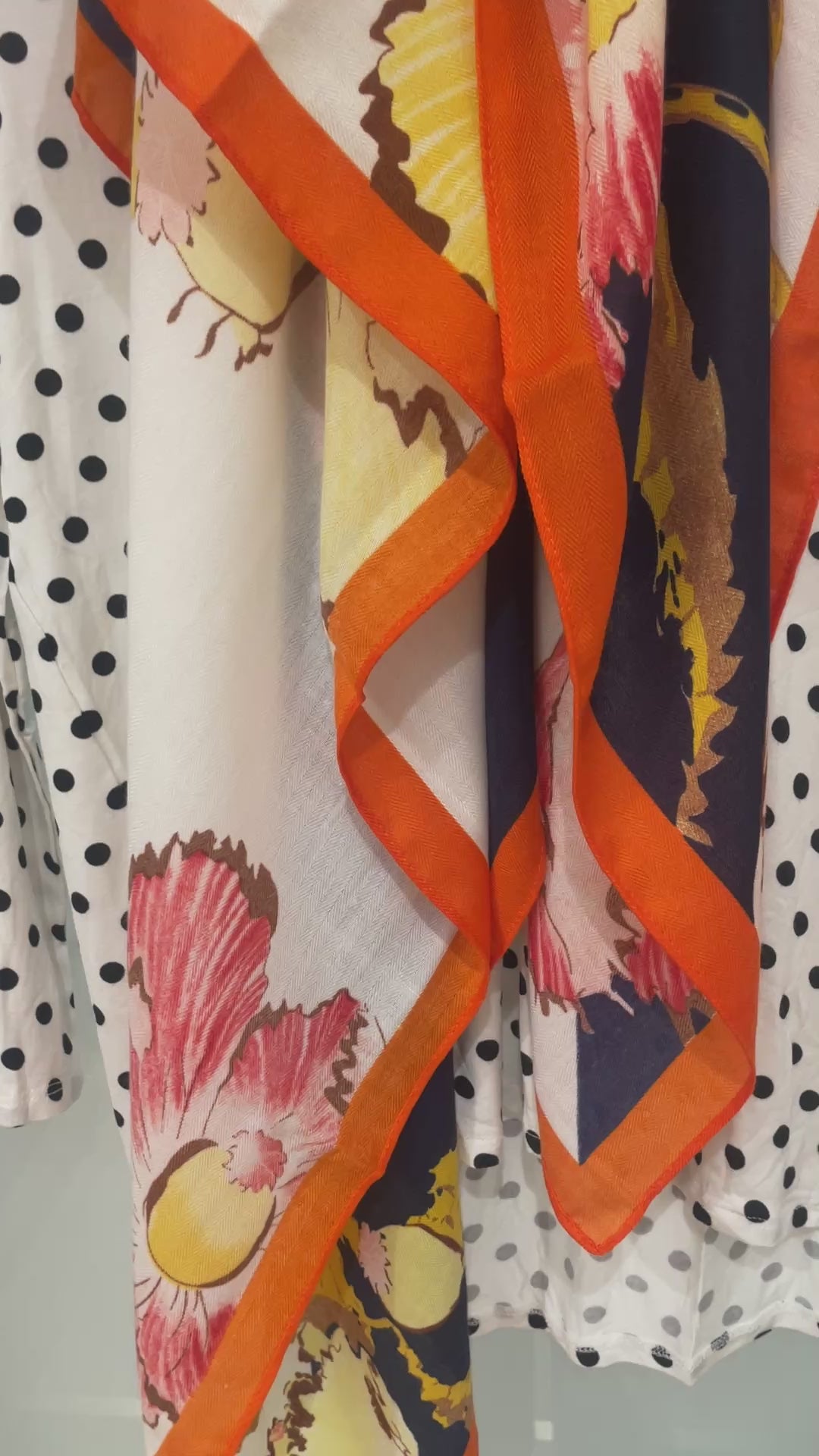 Cream Navy Orange Multi Scarf