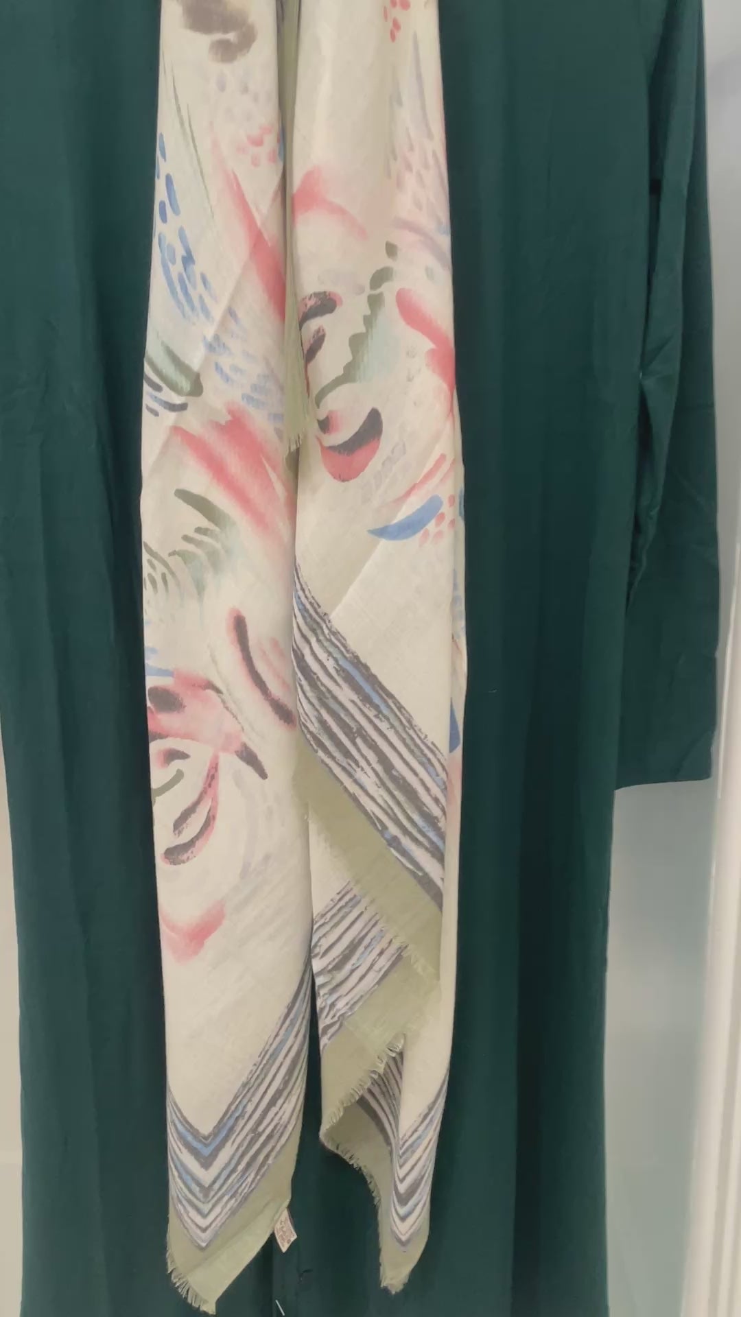 Cream and Sage Pastel Spring Scarf