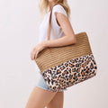 Woven Leopard Beach Bag