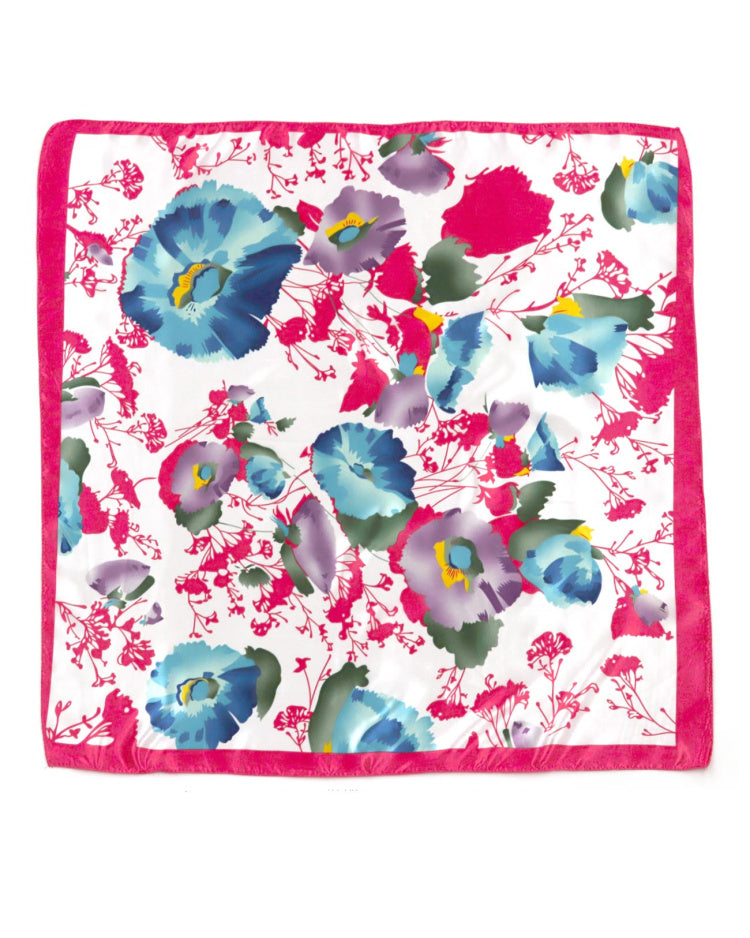 Pink Trim Floral Scarf