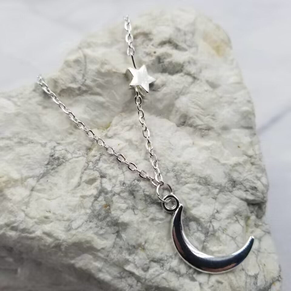Moon and Stars Minimalist Necklace