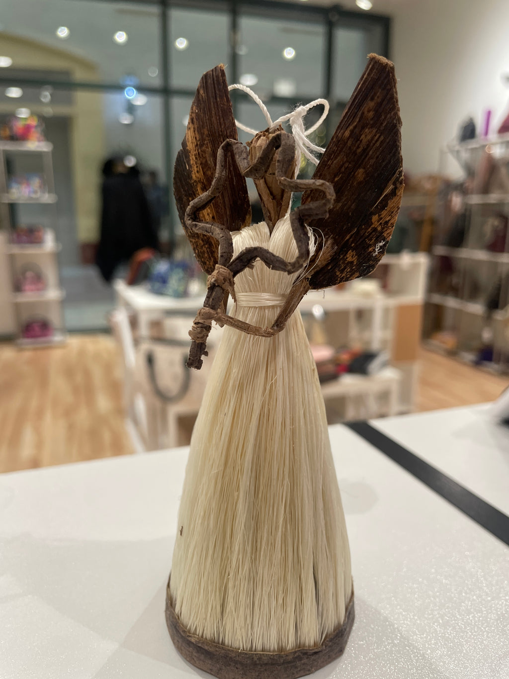 Small Banana Fiber and Angel with Star Ornament