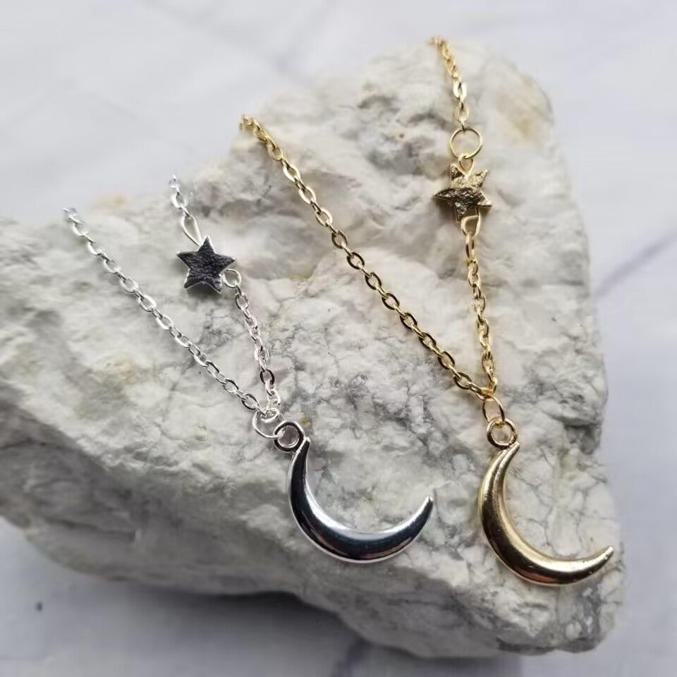 Moon and Stars Minimalist Necklace
