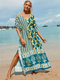 Teal Blue Drawstring Waist Kaftan / Moo Moo